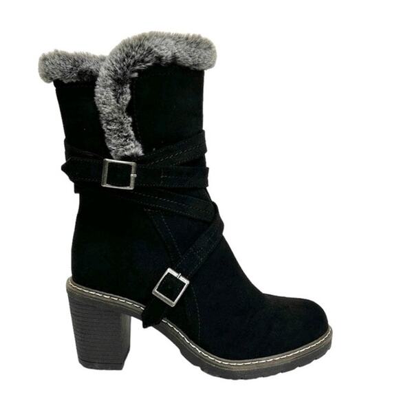 Venus Heeled Faux Fur Suede Cottage Boot Size 8 NWOT - Picture 1 of 13